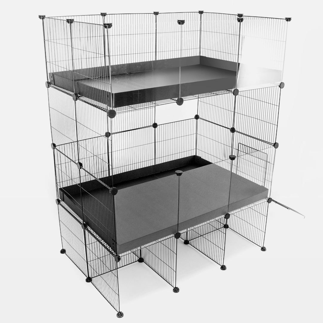 <tc>Cage double  transparente 2X3 C&C avec support</tc>