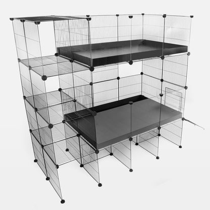 Gaiola C&C dupla transparente 2X3 com suporte e armazenamento