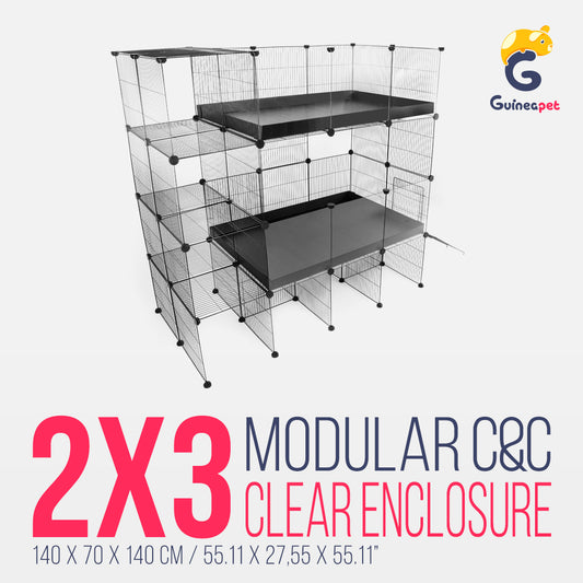 Gaiola C&C dupla transparente 2X3 com suporte e armazenamento